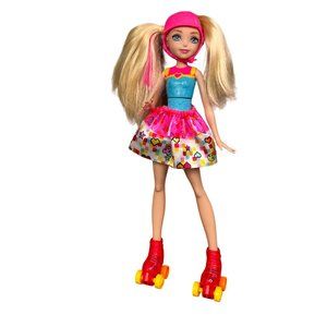 Barbie Video Game Hero Roller Skating Doll Light Up Skater Helmet Blonde Pink
